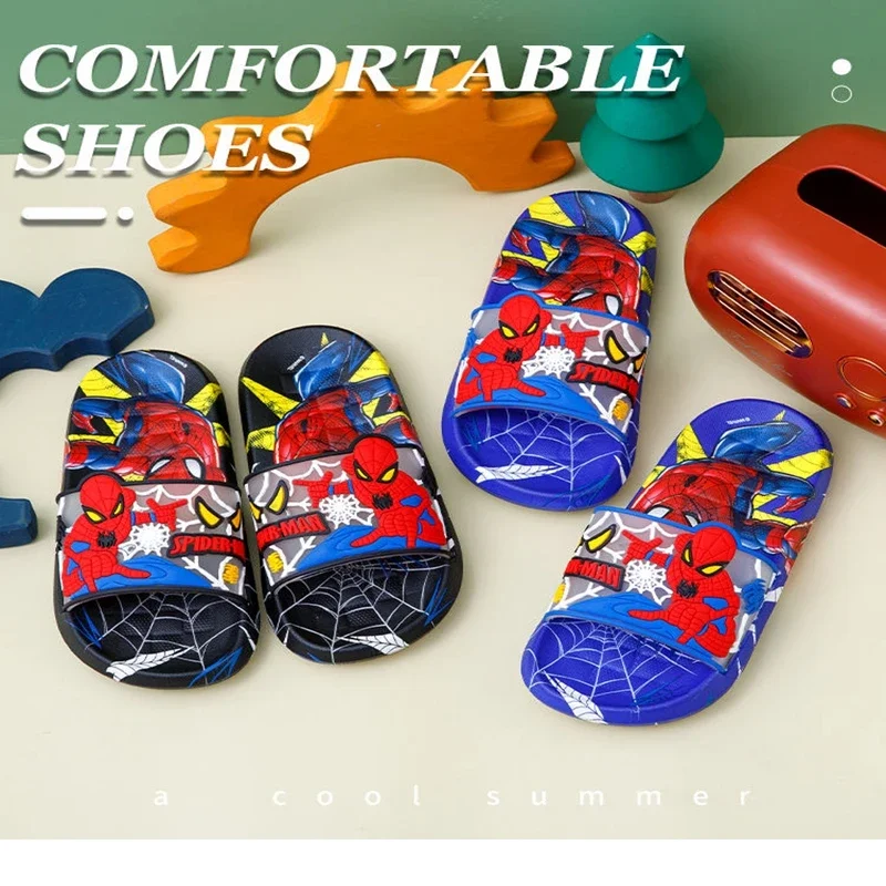 New Girls Summer Slippers Kids Disney Cartoon Spiderman Boys Shoes Children Toddler Beach Home Bath Indoor Shoes Sandals EU26-35