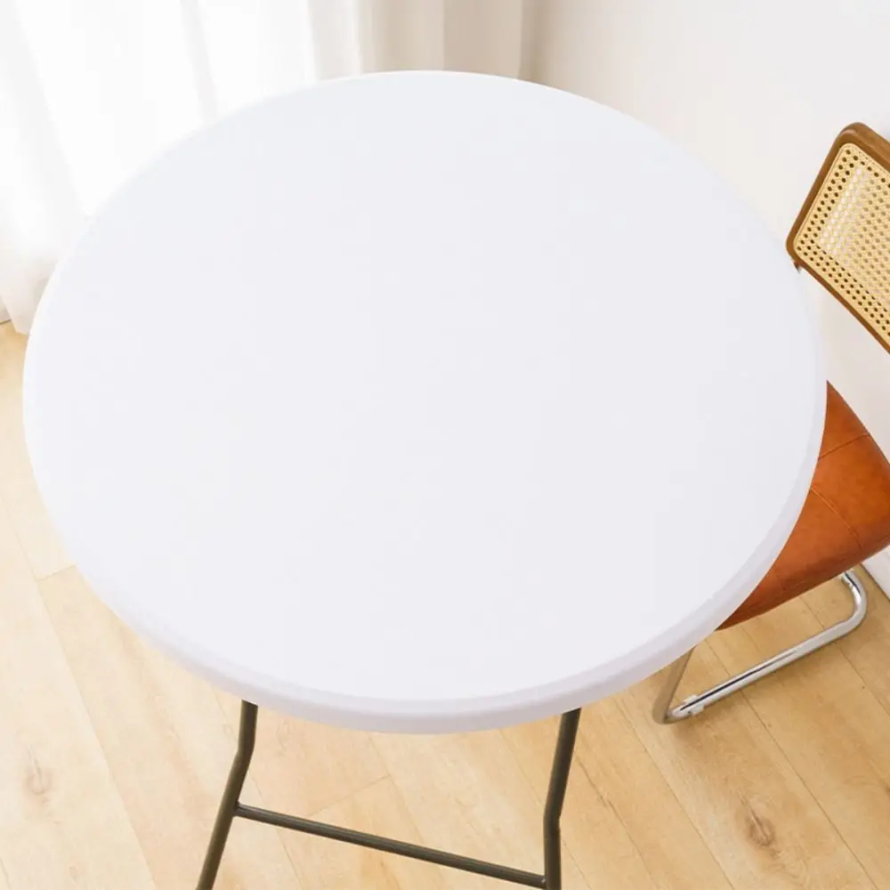 غطاء طاولة مرن من حرير الحليب سهل التنظيف، مفرش طاولة طعام مستدير مقاوم للماء، مفرش طاولة بلون سادة، ديكورات طاولة #4