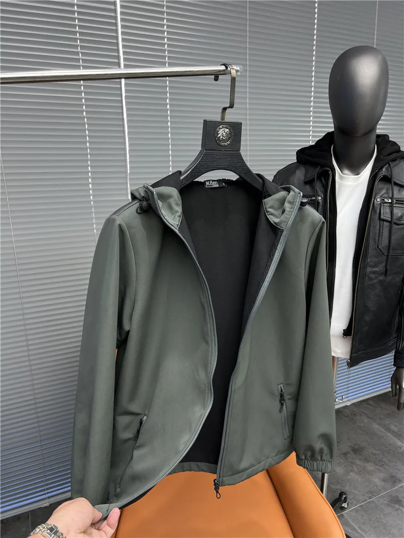 

Svip Hard Mens Casual Jaet Thin Fce Lined Outdoor Autumn Winter Faion Hooded Windbreaker Men's Stand Fit Zipper Clo...