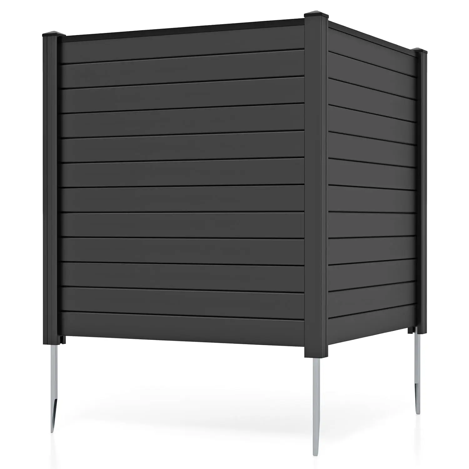 No-Dig Air Conditioner Fence, 2 Panels, 48''W x 48''H, Black