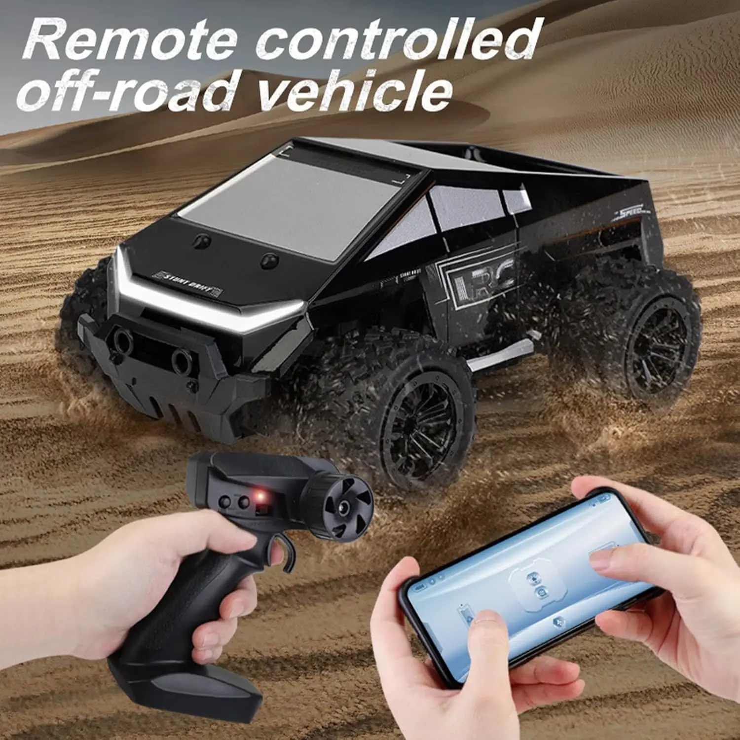 1Pcs Dual Control RC Off-Road Car, Black High-Speed Kids Toy with Large Tires, Birthday Gift for Boys