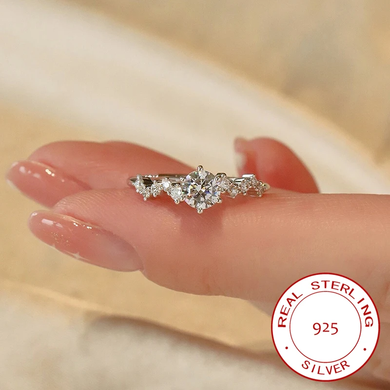

925 silver simple inlay design ring for women high-end jewelry suitable for daily engagement wear