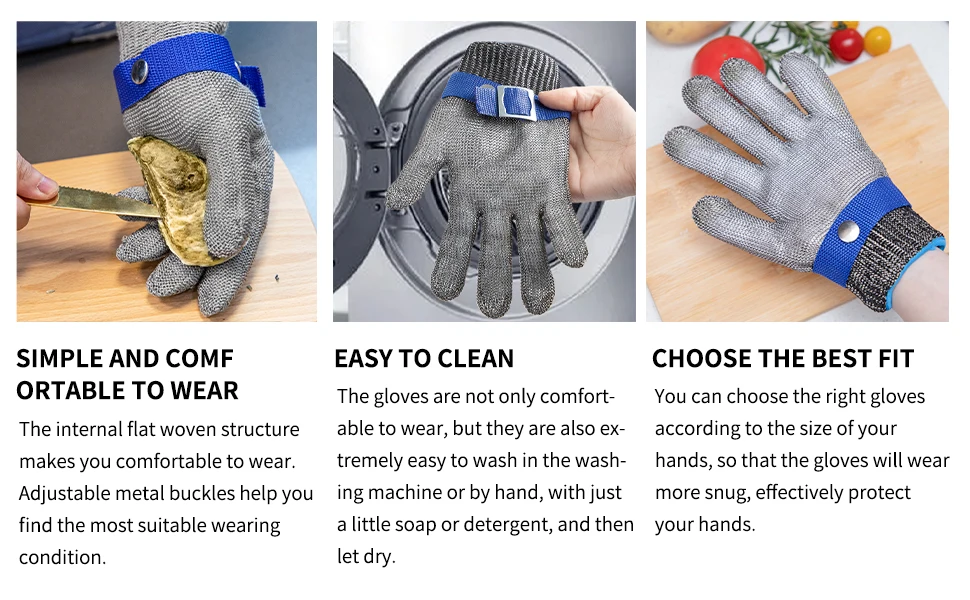9-level Protective Safety Gloves Stainless Steel Wire Metal Mesh Cutting Resistant Slaughter Meat Cutting Oyster Skin Gloves