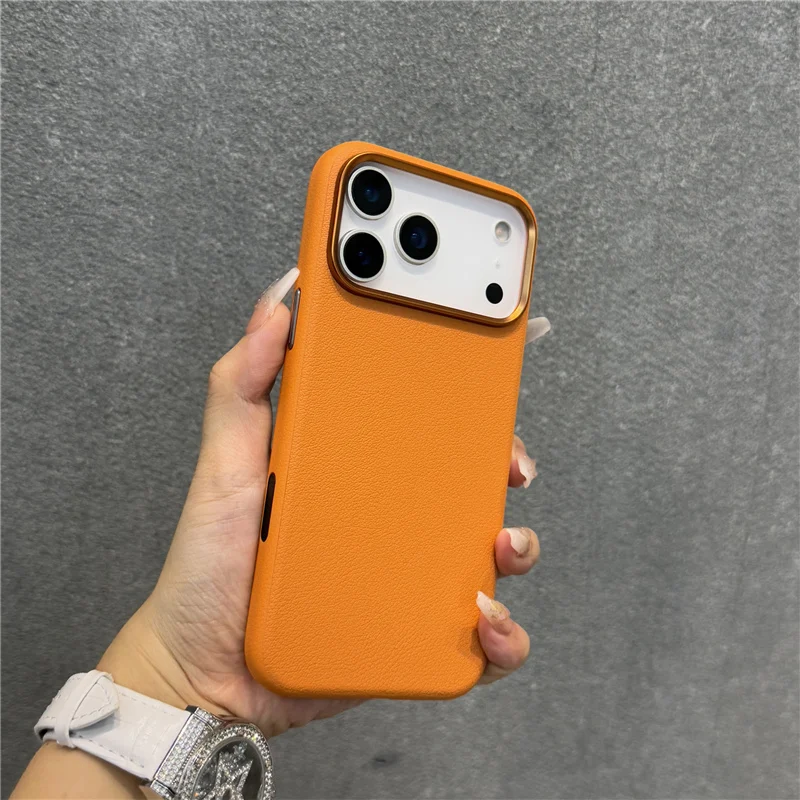

Luxury Solid Color PU Leather for Magsafe Case For iPhone 17Air 17Pro 17Pro Max Active Touch Camera Button Lens Protection Cover
