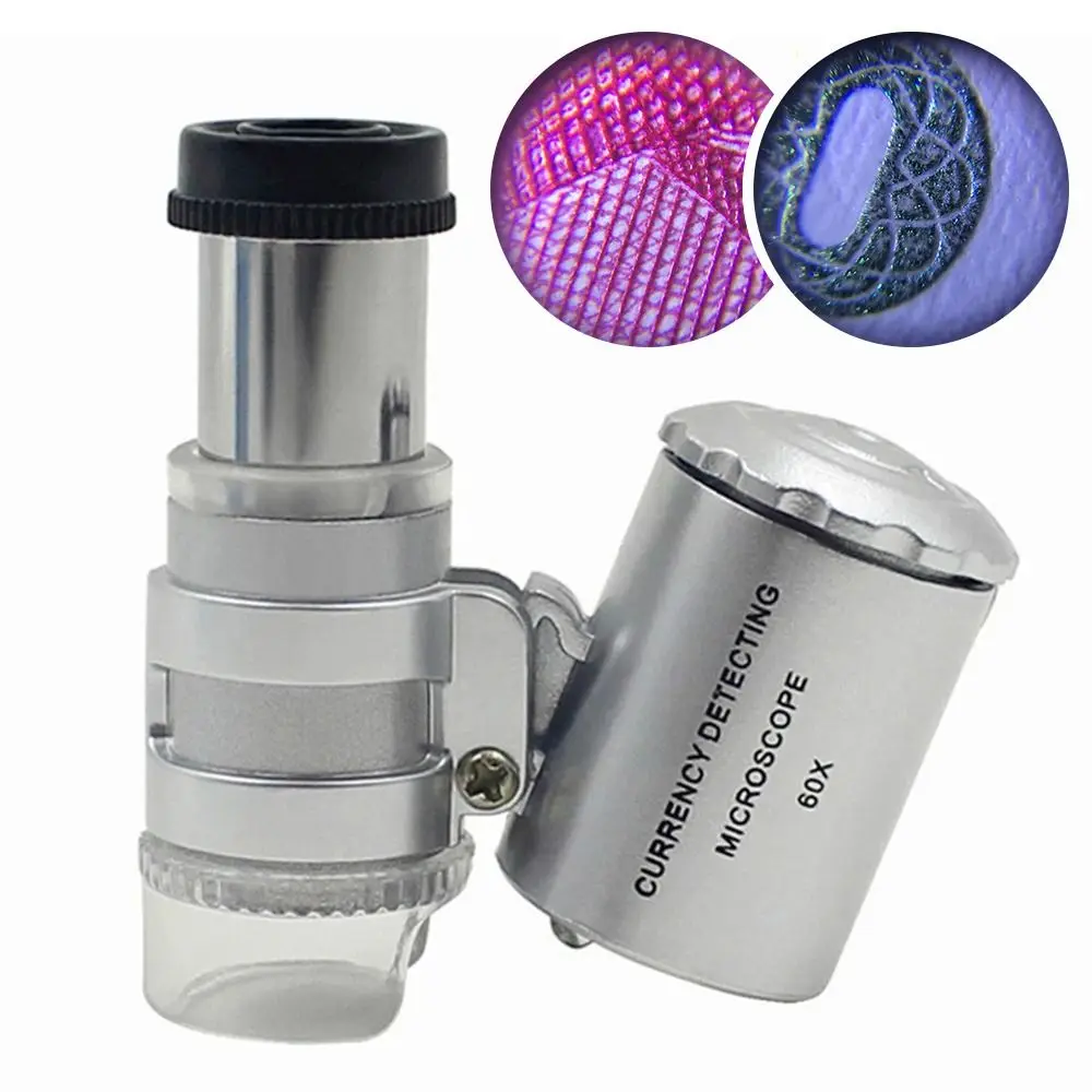Professional Handheld Mini Pocket Jeweler Magnifier 60X Magnifying Glass Illuminated Microscope