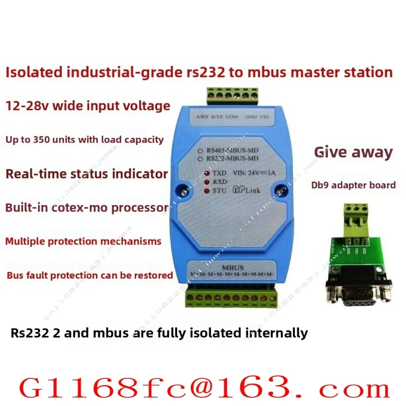 RS232 To MBUS Main Fully Isolated Wide Voltage Supply 350 Load MBUS Concentrator
