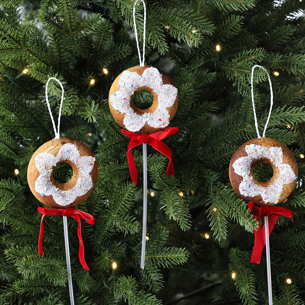 

Cute Donut Christmas Tree Hanging Decoration Foam Gingerbread Man Lollipop Christmas Arrangement Christmas Wreath Decoration
