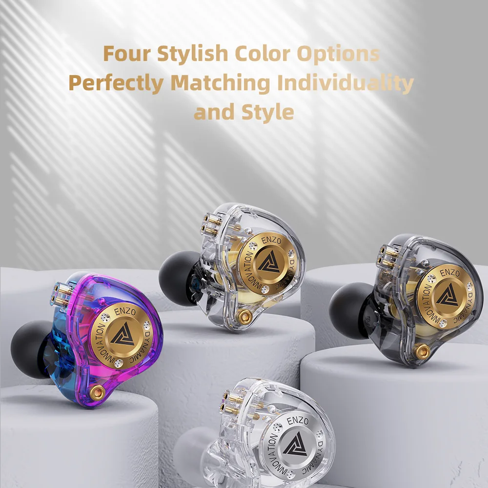 QKZ ENZO PRO In Ear Dynamic Driver Earphones Replaceable Cable Wired Control Heavy Bass Hi Res Audio Headphones For Audiophile