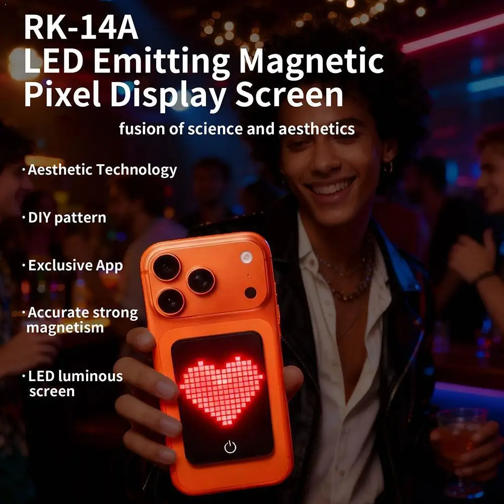 

LED Magnetic Pixel Display Creative DIY Patterns, Music Sync Visuals, Multi Magnetic Mount, Includes Stand