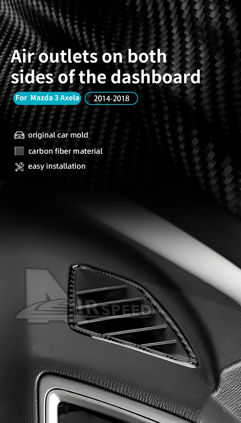 Real Carbon Fiber Für Mazda 3 Axela 2014 2015 2016 2017 2018 LHD RHD Auto Dashboard Beide Seite Air Outlet Zubehör Aufkleber – Detail 1