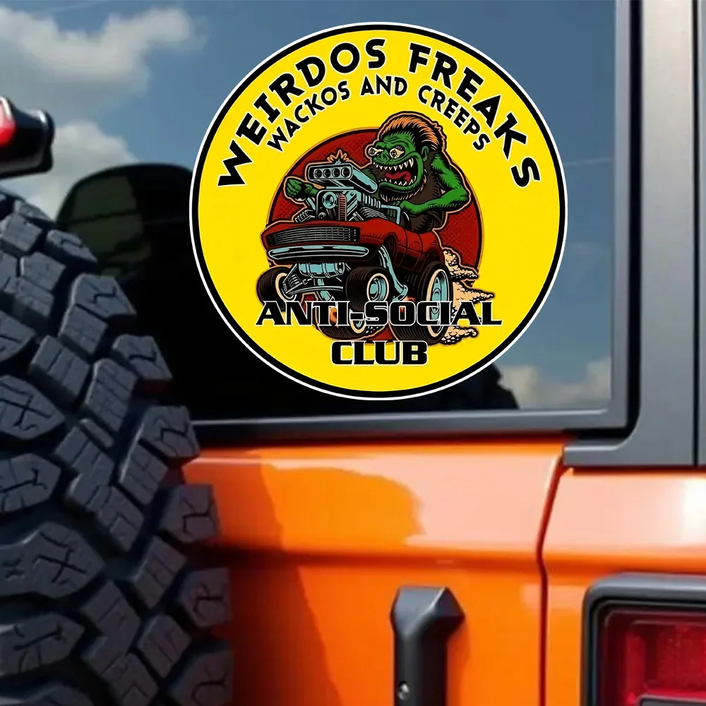 2-Pack 12x12cm, Vintage Rat Fink Weirdos Freaks Wackos and Creeps Waterproof Car Decorative Decal, Suitable for Cars, Laptops