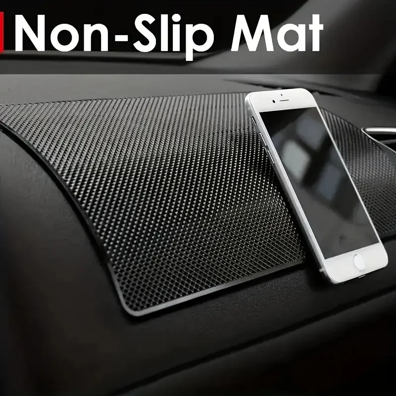 1pc Heat-Resistant Black Silicone Mat for Car Dashboards - Features a Textured Grip, Is Washable, Made from TPU Material, And Is