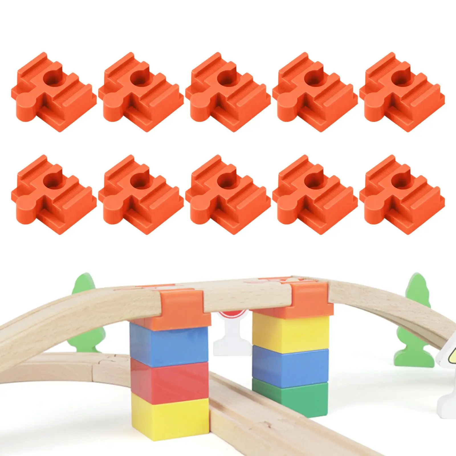 10 Pieces Wood Train Track Adapter Track Connectors for Wooden Train Set