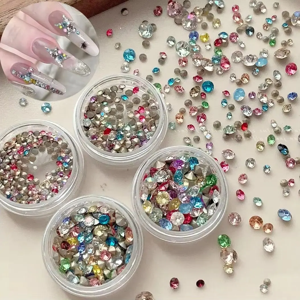 Schimmernde Kristall-glänzende Strasssteine, Glitzerpulver, Pailletten, Herz, Stern, Mond, ultradünn, bunt, Nagelkunst-Zubehör, Dekorationen