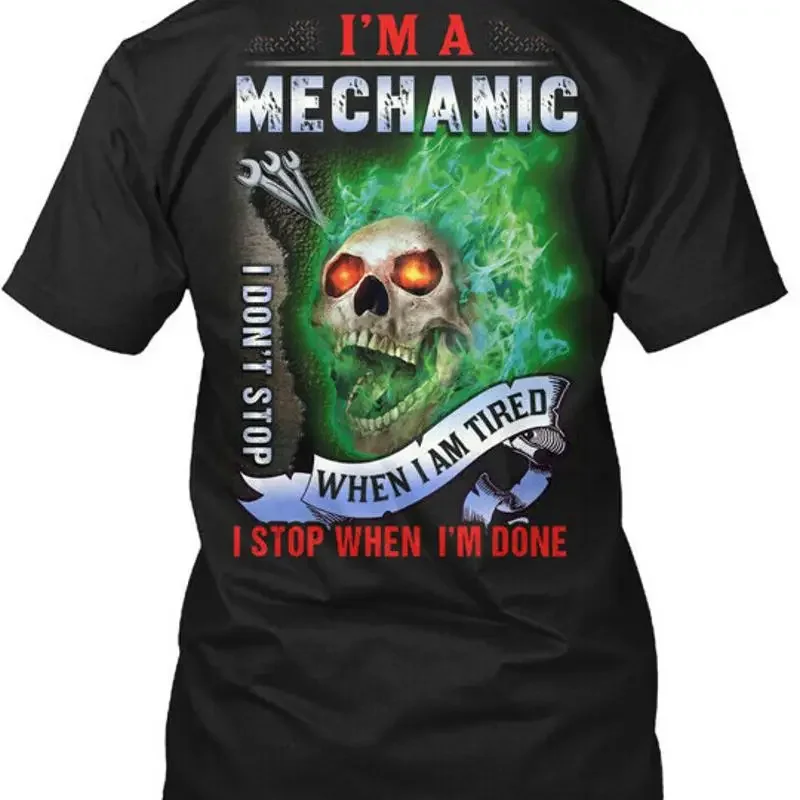 Trendsetzende sarkastische Mechaniker-T-Shirts mit Aufschrift „I'm A I Don't Stop“, hergestellt in den USA, S 5XL