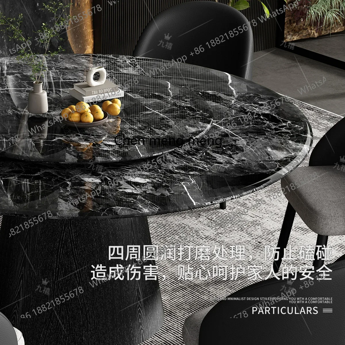 

E153 Light luxury supercrystalline stone dining table and chair modern simple dining table living room with turntable dining ta