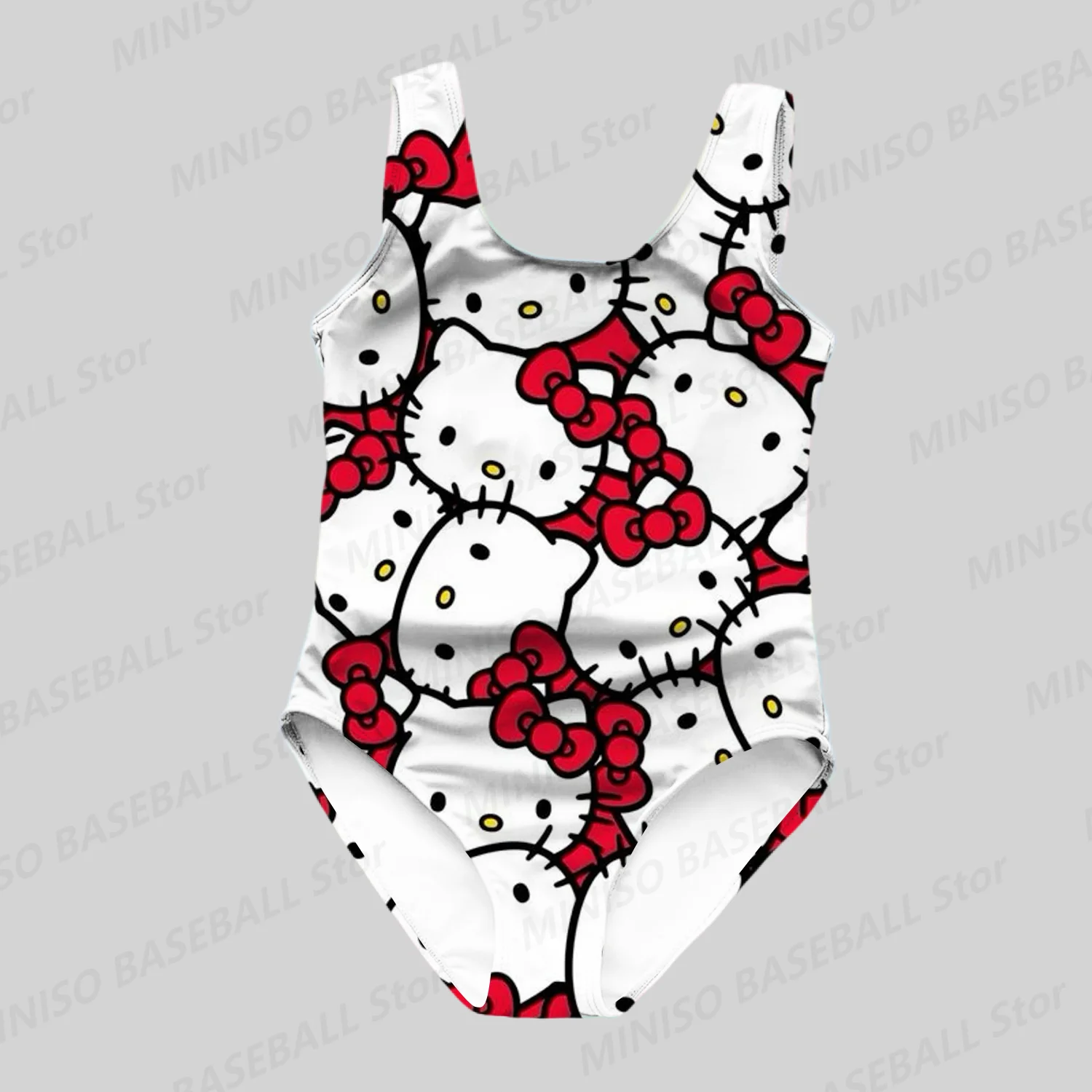 New Summer Sanrio Girl One-piece Swimsuit Hello Kitty Red Bow Pink Pattern Swimsuit Children/Adult Cute Cartoon Women\'s Swimsuit