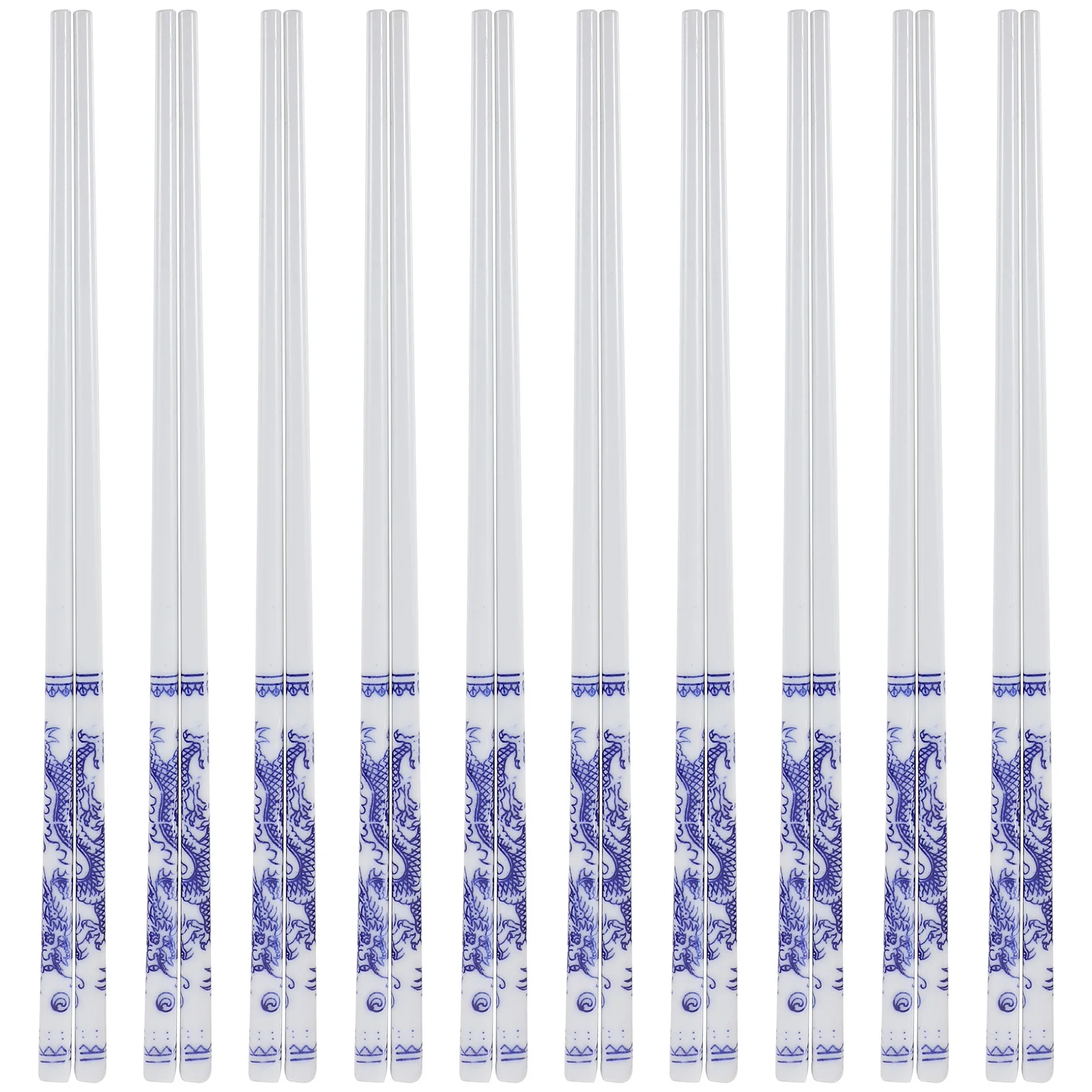 

10Pairs Blue and White Porcelain Chopsticks Ceramic Reusable High Temperature Resistant Skid Dinner Tableware Household Ramen