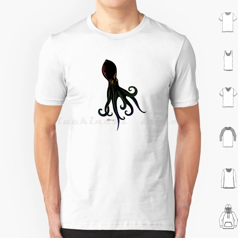 Rainbow Octopus , Realistic T Shirt Big Size 100% Cotton Pride Rainbow Rainbow Pride Lgb Pride Colour Color Colourful Colorful
