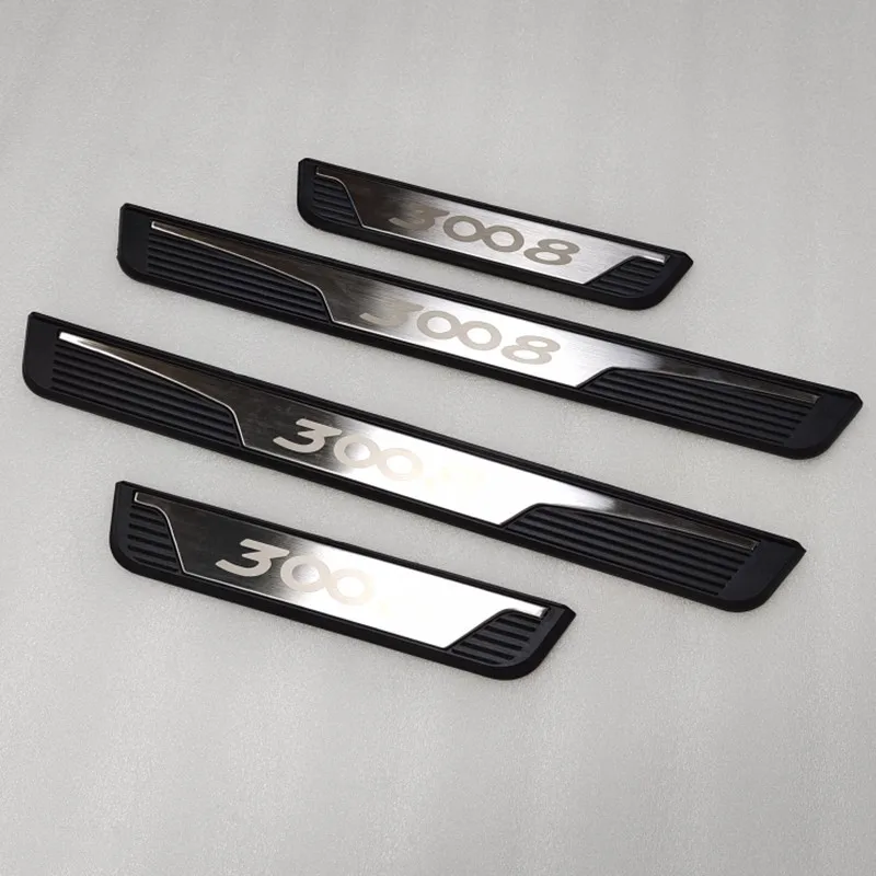 For Peugeot 3008 GT Car Door Sill Protector Scuff Plate Trim Interior Accessories Pedal Styling Sticker 2021 2020 2019 2018 2017