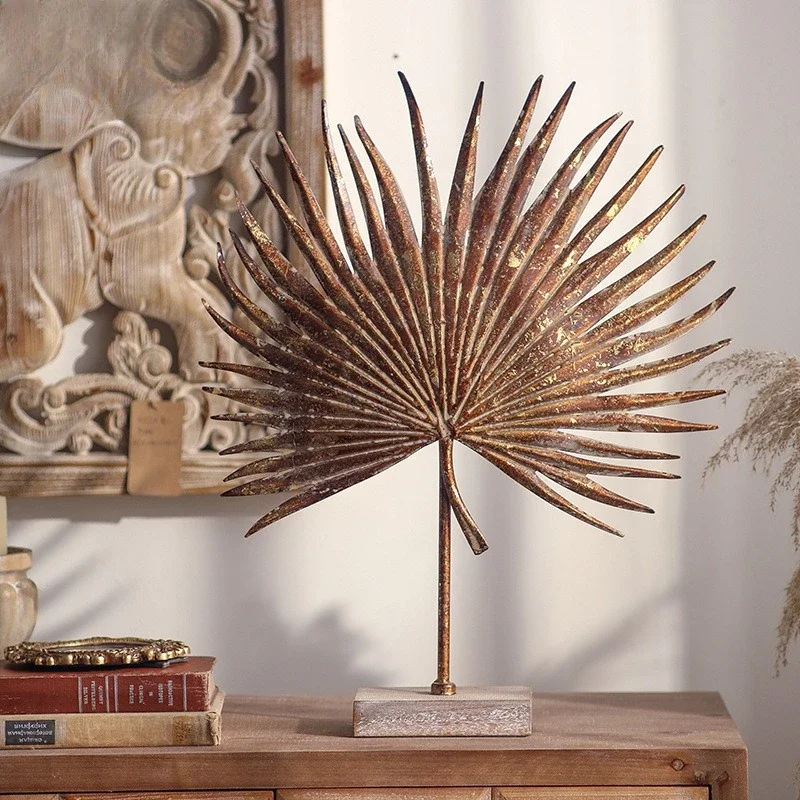 Vintage Metal Palm Tree Decor for Entryway Instagrammable Boho Home Sculpture Artistic Iron Wall Art  Tabletop Decoration