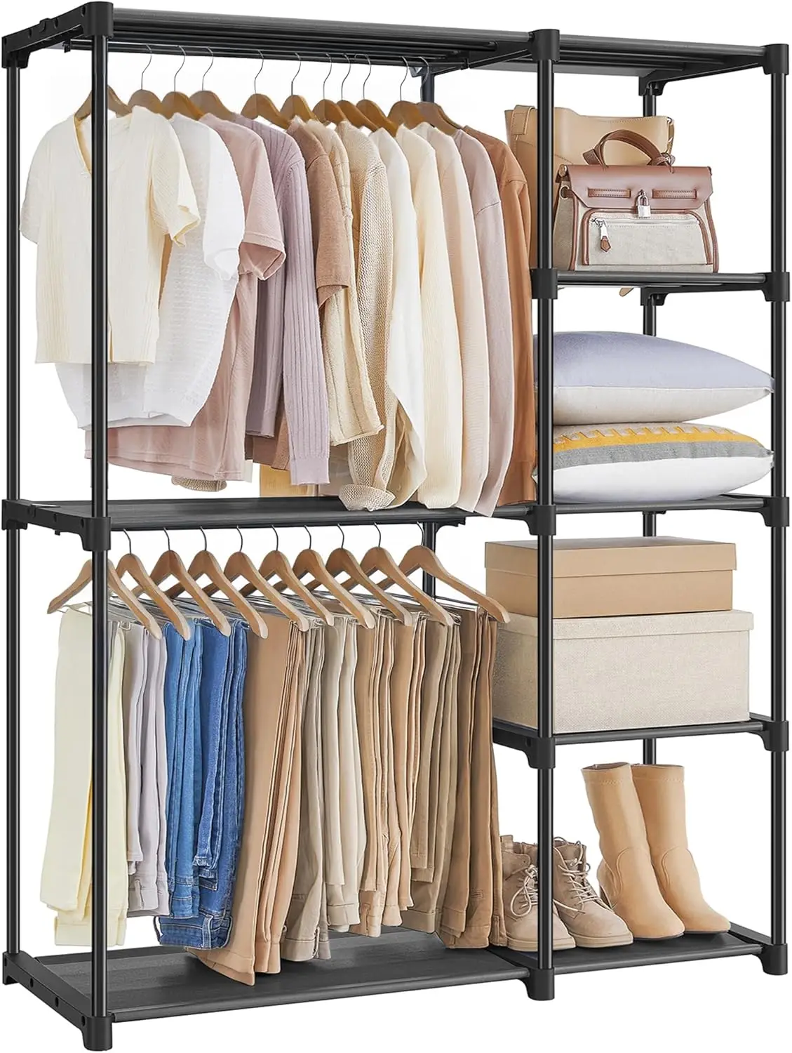 

Portable Closet, Freestanding Closet Organizer, Clothes Rack with Shelves, Hanging Rods, Storage Organizer, for Cloakroom, Be