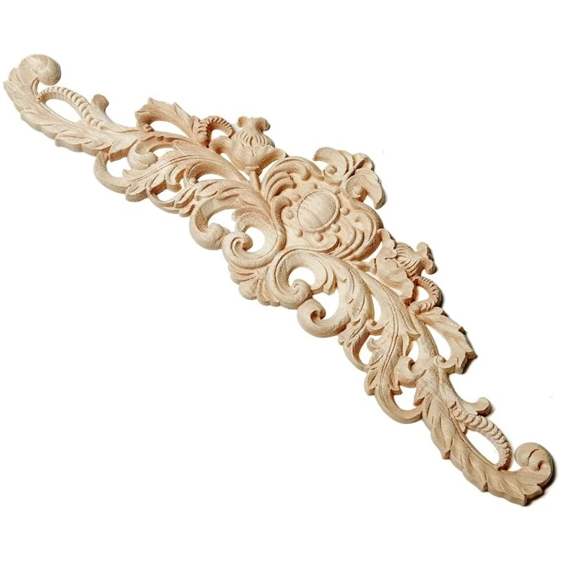 Wood Appliques And Onlays For Furniture Decor Unpainted DIY Decorative Wood Carved Onlay Appliques For Bed Door Cabinet Wardrobe