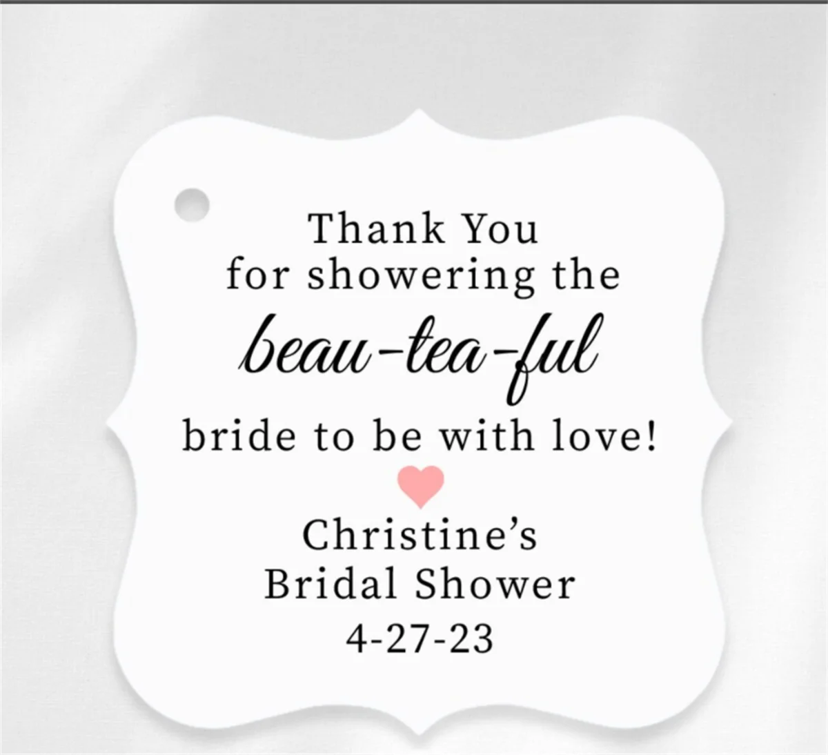 50pcs Bridal Beau-tea-ful Favor Tags, Bridal Shower Tea Party Tags, Thank You Tea Bag Favor Tags, Personalized Tea Bag Tags for