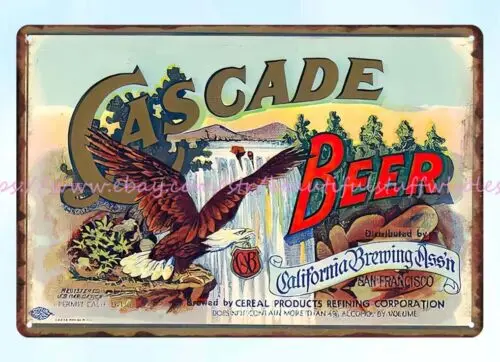 1933 Acme Brewing Cascade beer metal tin sign modern wall decor