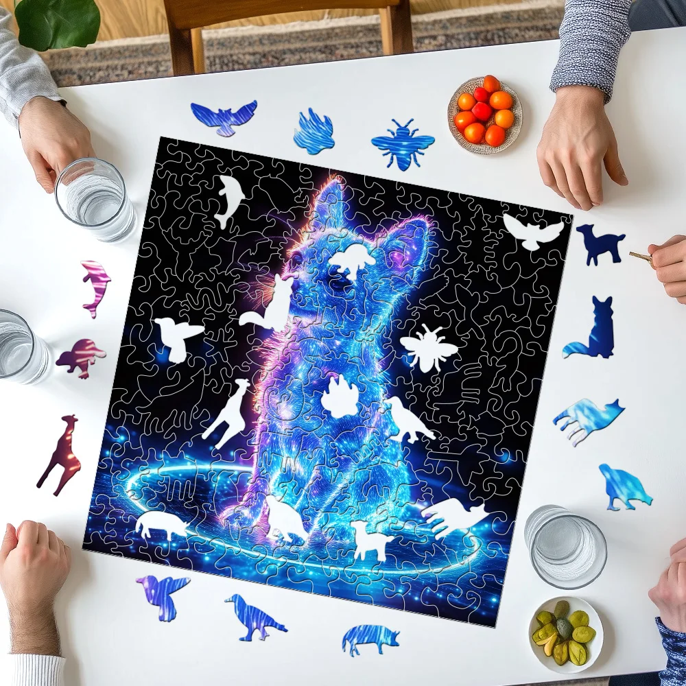 لغز خشبي رائع للكلاب الغريبة | قطع لغز الحيوانات غير النظامية | ديكور المنزل الإبداعي ولعبة تخفيف التوتر للبالغين | هدية مثالية f #4