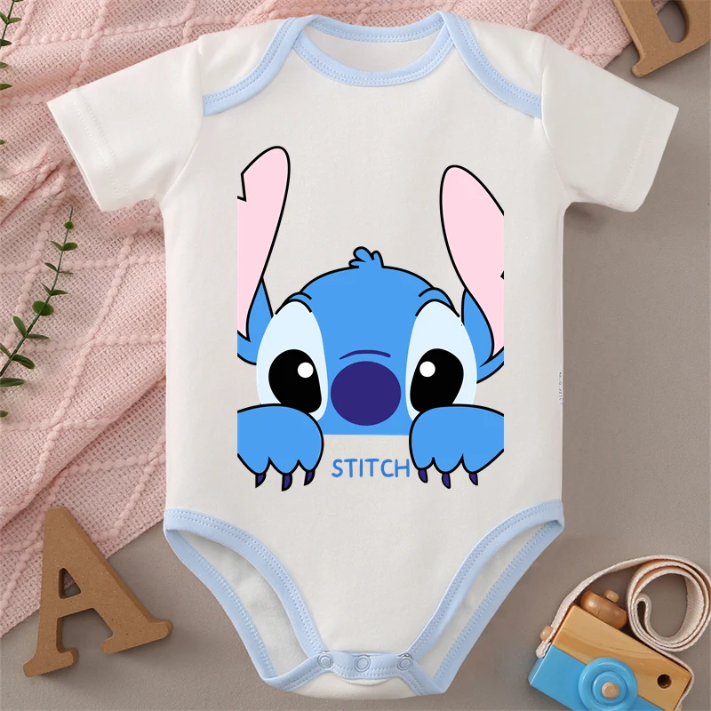 Body MINISO de algodón puro Lilo & Stitch Agent Pleakley lindos paños estampados para bebé mono mono para recién nacido de 0 a 12 meses