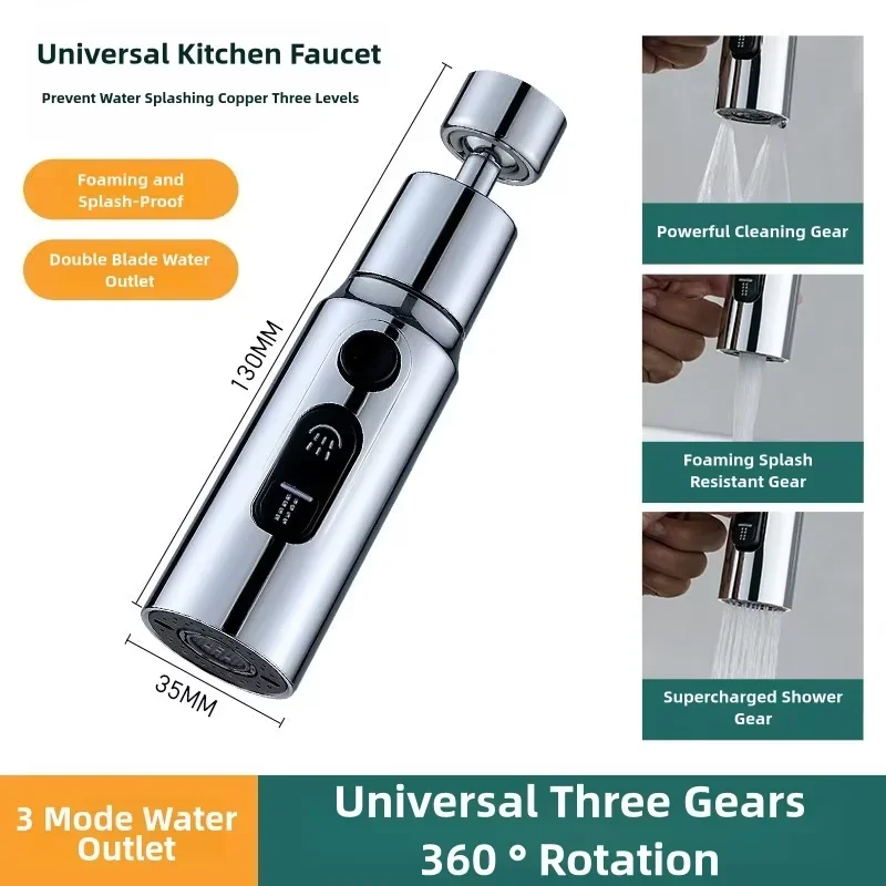 1pc Kitchen Faucet Aerator 3 Modes Faucet Extended Shower Spray Filter Home Extender Anti-Splash Tap Booster Shower Filter