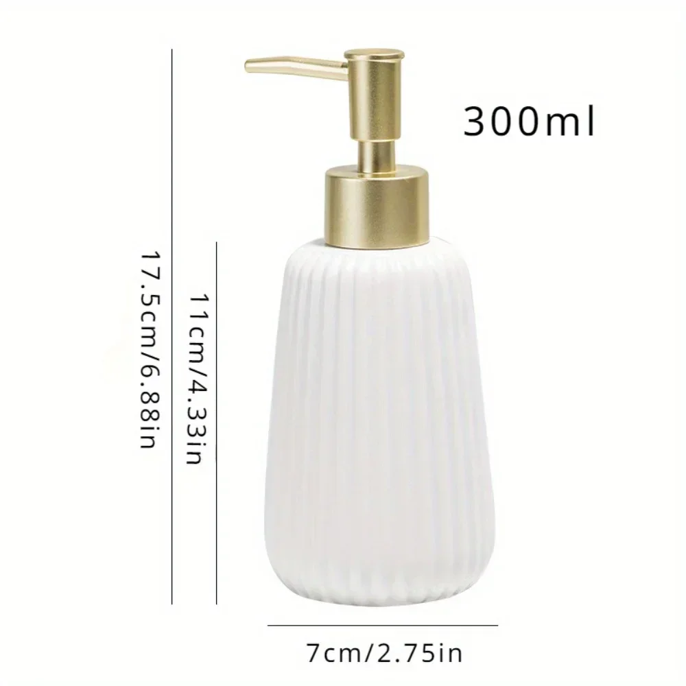 1pc simple 300ml ceramic hand sanitizer bottle push soap dispenser bathroom toilet shower gel shampoo filling bottle