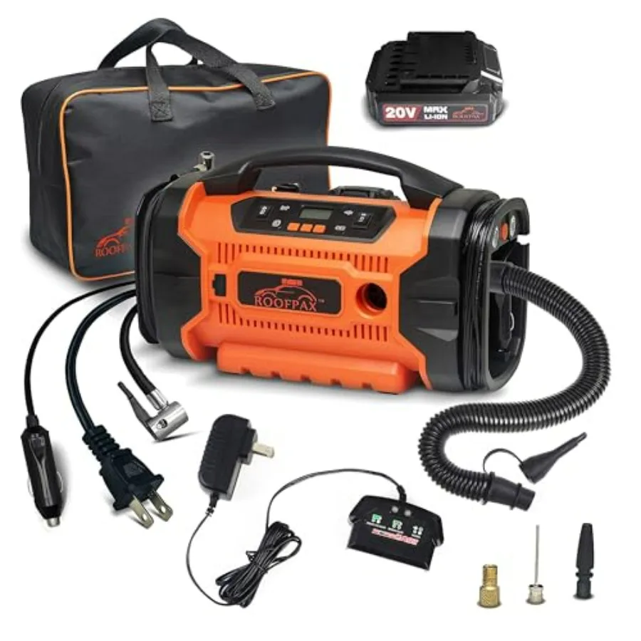 

Portable Air Compressor for Car Tires 3 Power Sources AC/DC Battery Heavy Duty Inflator Deflator Digital Car Air Pump with Pres