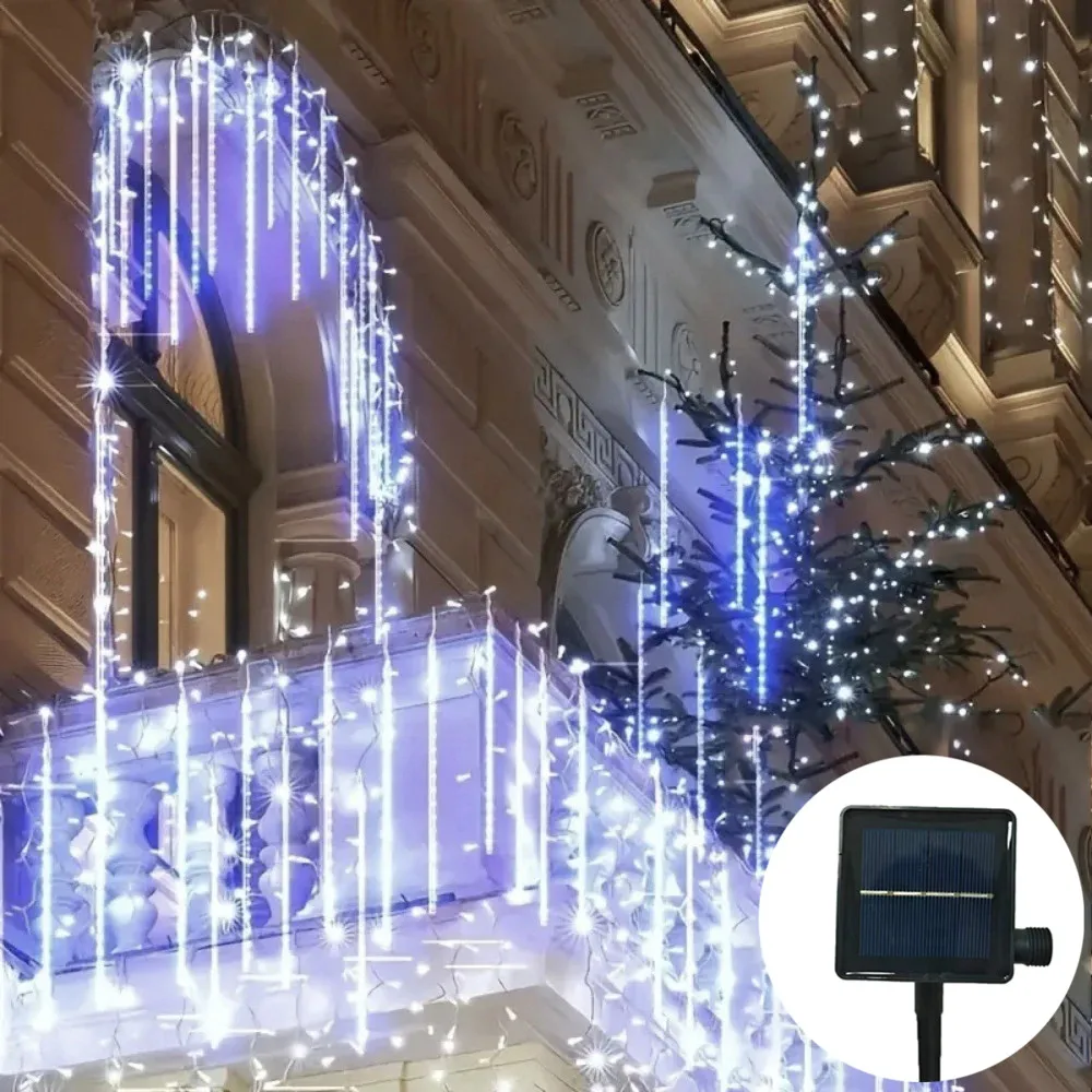 

Светодиодные солнечные фонари Метеоритный дождь Дождь Дерево Гирлянда Рождественская вечеринка Наружные водонепроницаемые солнечные рождественские огни 8 трубок 30/50 см