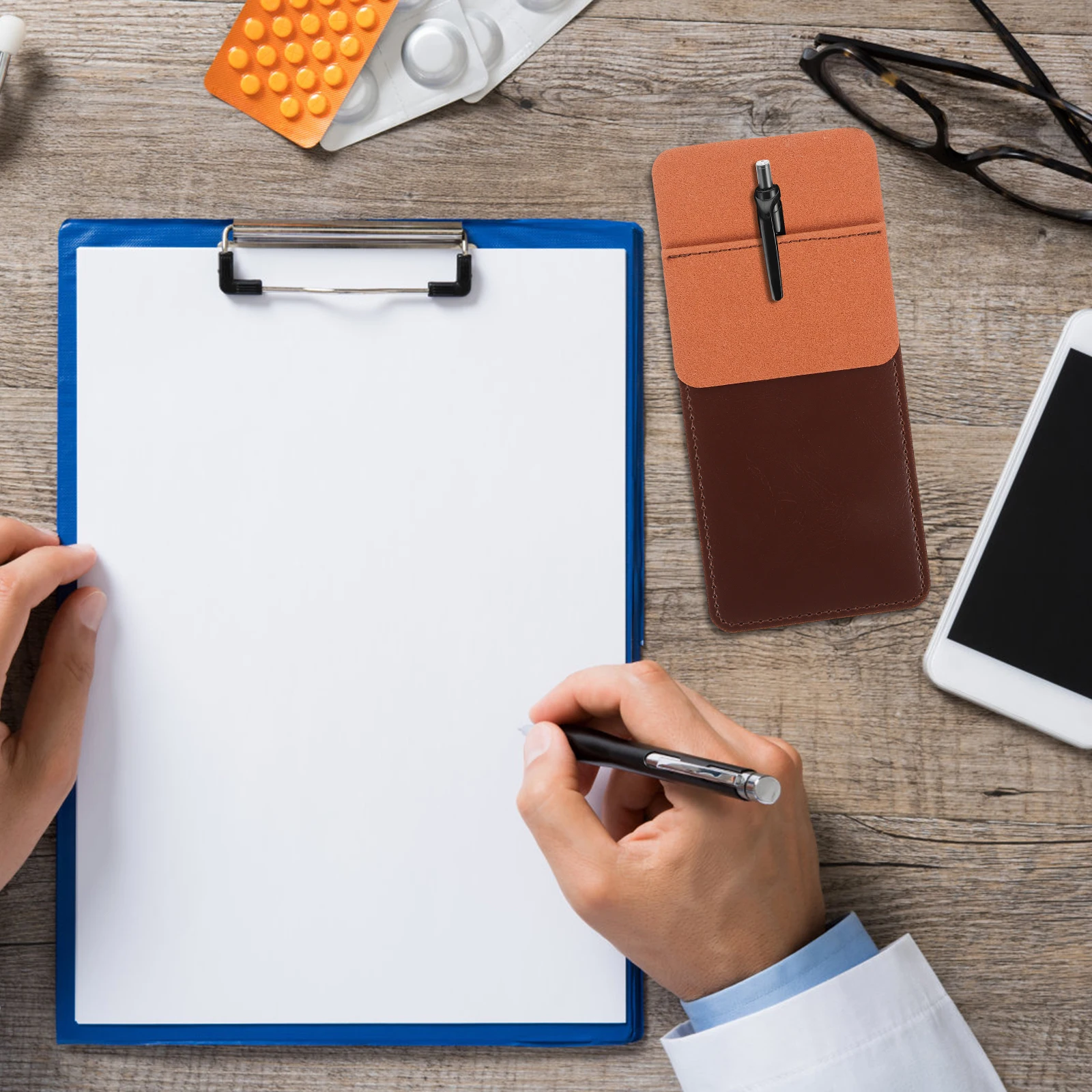 

1pcs Large Capacity Pocket For Men Business Pen Holder Portable Pen Bag Pocket Protector Storage Organizer Multiple Pens