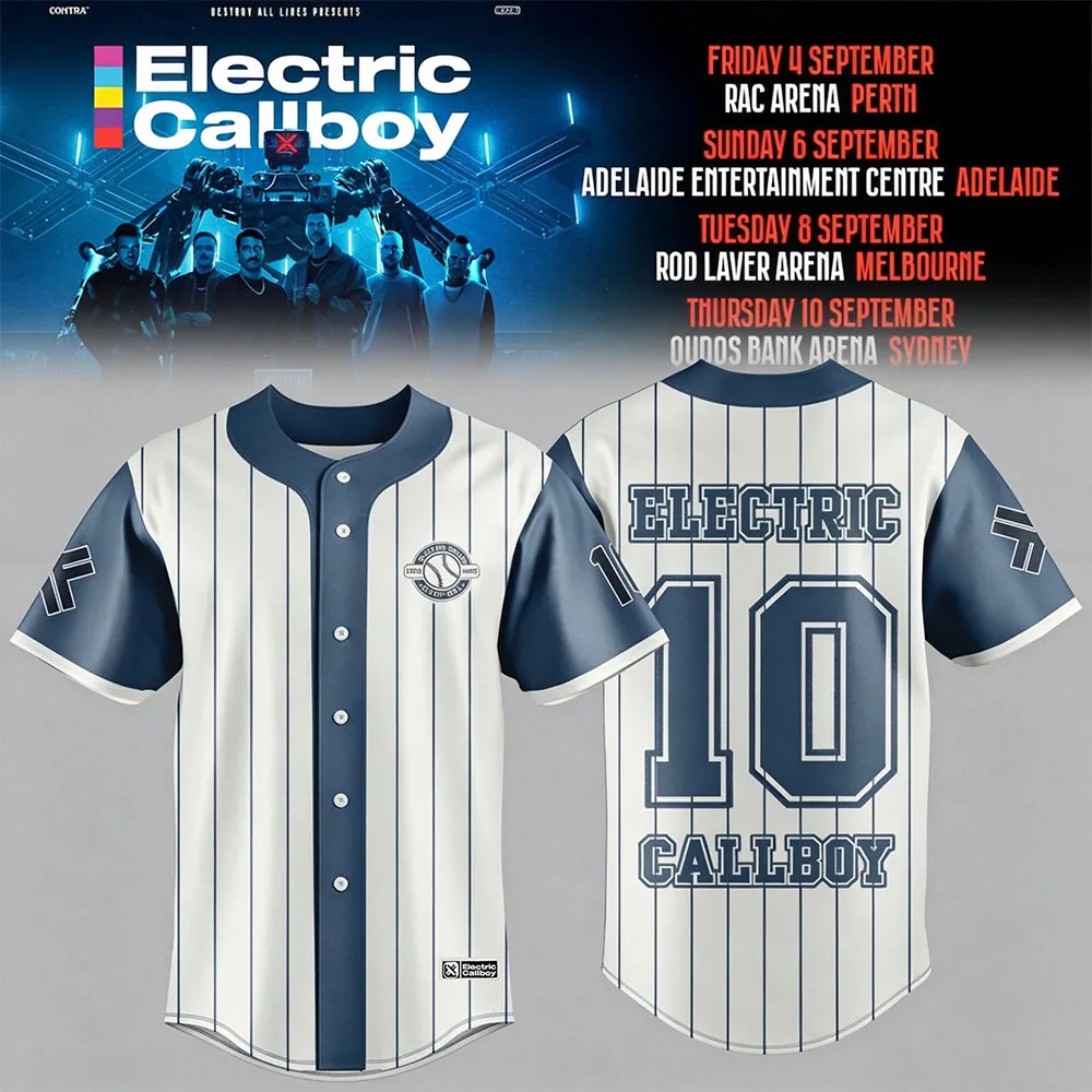 TANZNEID World Tour 2026 Baseball Jersey Electric Callboy Number 10 Design T-shirt Graphic Print Merch Unisex Streetwear Button