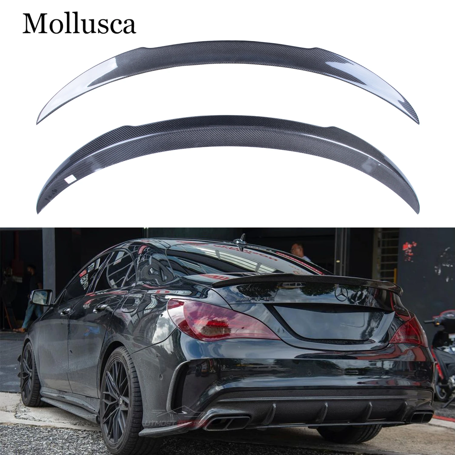 

For Mercedes-Benz CLA W117 C117 FD Style Carbon Fiber Rear Spoiler Trunk Wing 2013-2019