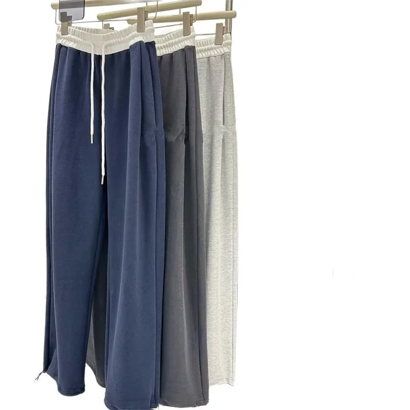 ارتفاع الخصر واسعة الساق السراويل الرياضية الأمريكية الربط عارضة نمط جديد الشارع أزياء ربيع الخريف فضفاضة تناسب السراويل