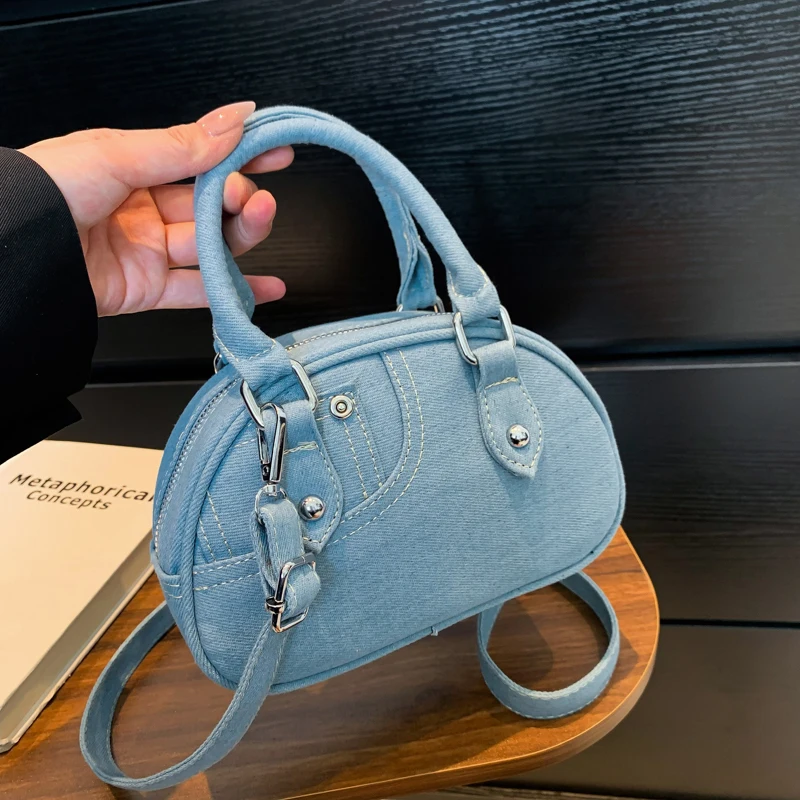 Bolso vaquero de diseñador para mujer, bandolera con asa corta, estilo Punk, 2024