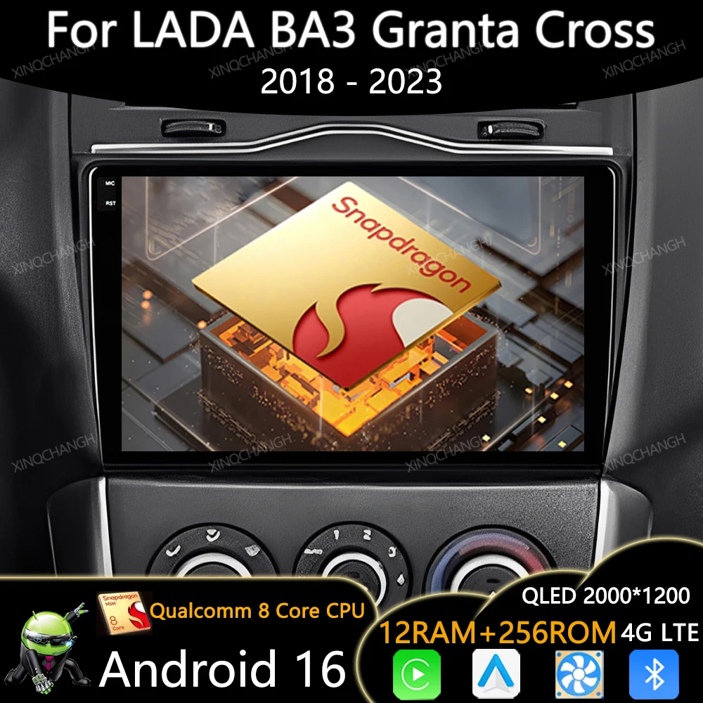 Android 16 Car Radio For LADA BA3 Granta Cross 2018 2019 Head Unit Qualcomm BT Carplay Auto Multimedia Video Player 2DIN 4G WIFI
