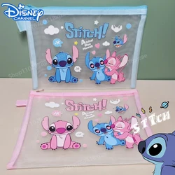 1 Pcs Disney Stitch A5 Nylon Mesh File Bag Cartoon Student Cute Stationery Storage Exam Kit Bag  Transparent Gauze Pen Bag Gifts