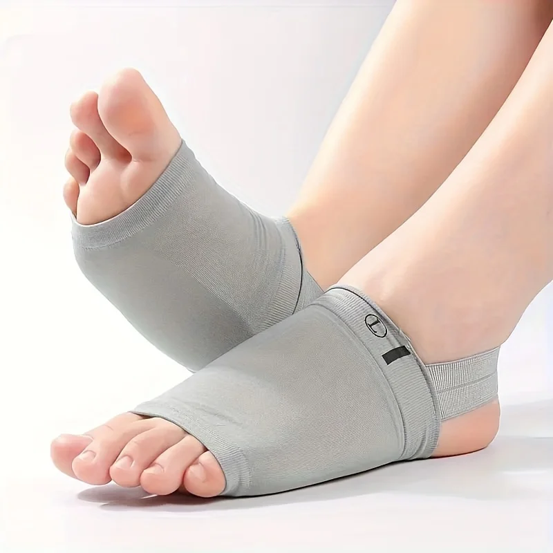 1 Pair Support Sleeves - Beige, Adjustable Relief Foot Cushions with Secure Straps, Breathable Non-Woven Material for Sports