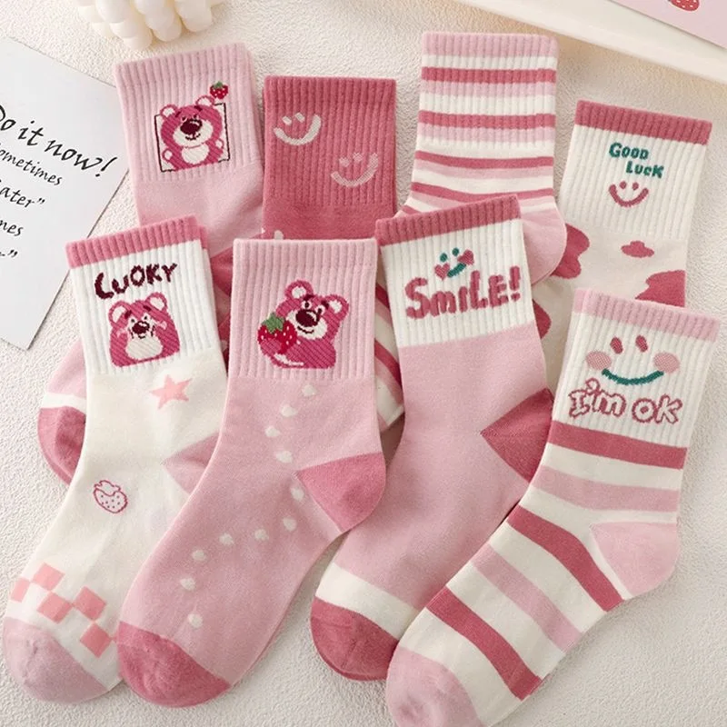 1/3/5Pairs Adult Miniso for Disney Cotton Socks Women's Spring Summer Cute Losto Warm Stockings Average Size for 18-40 Years