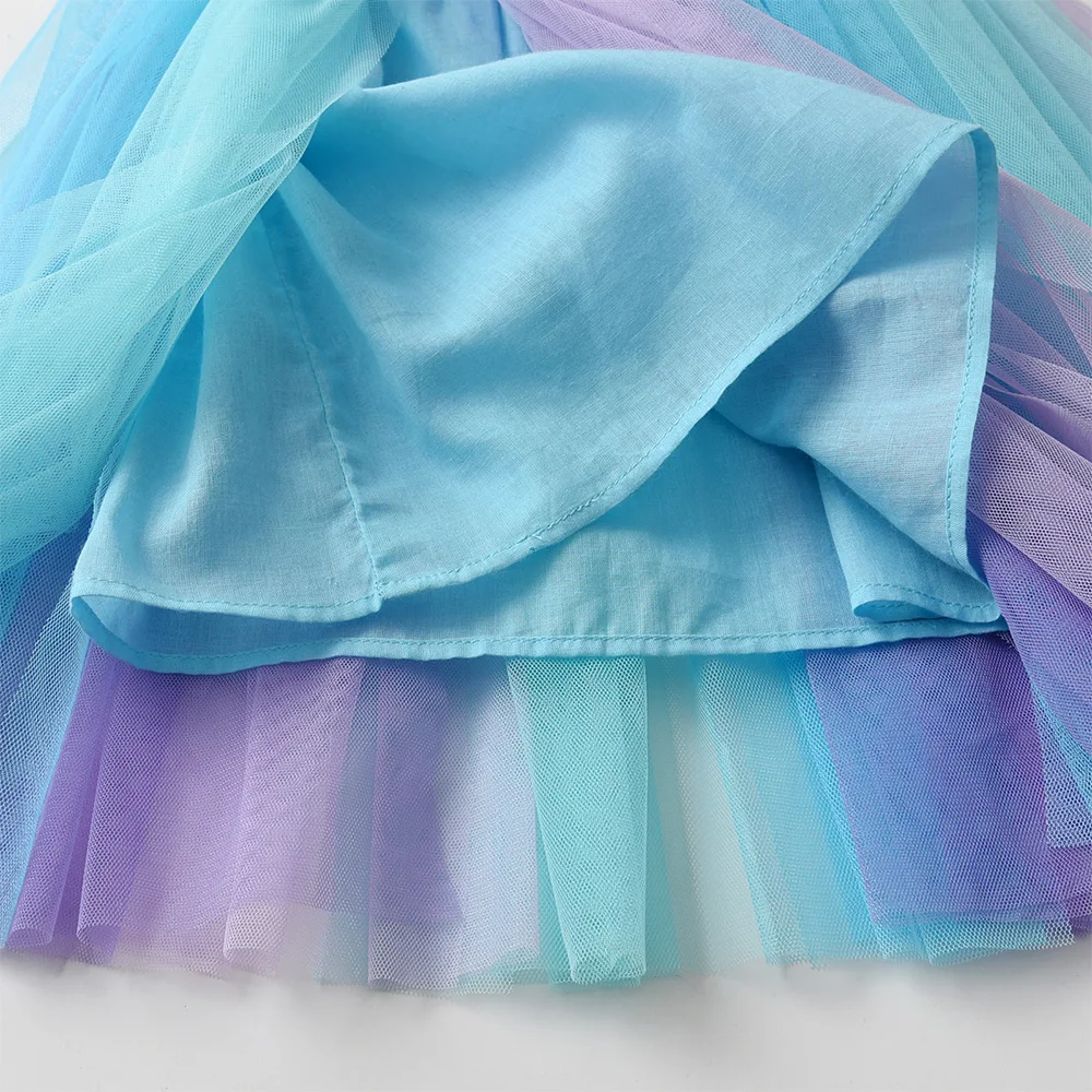 VIKITA Kinder Lila Meerjungfrau Cartoon Kleid Mädchen Trompetenärmel Prinzessin Mesh Tüll Geburtstag Party Schule Freizeitkleider Kinderkleidung – Detail 9