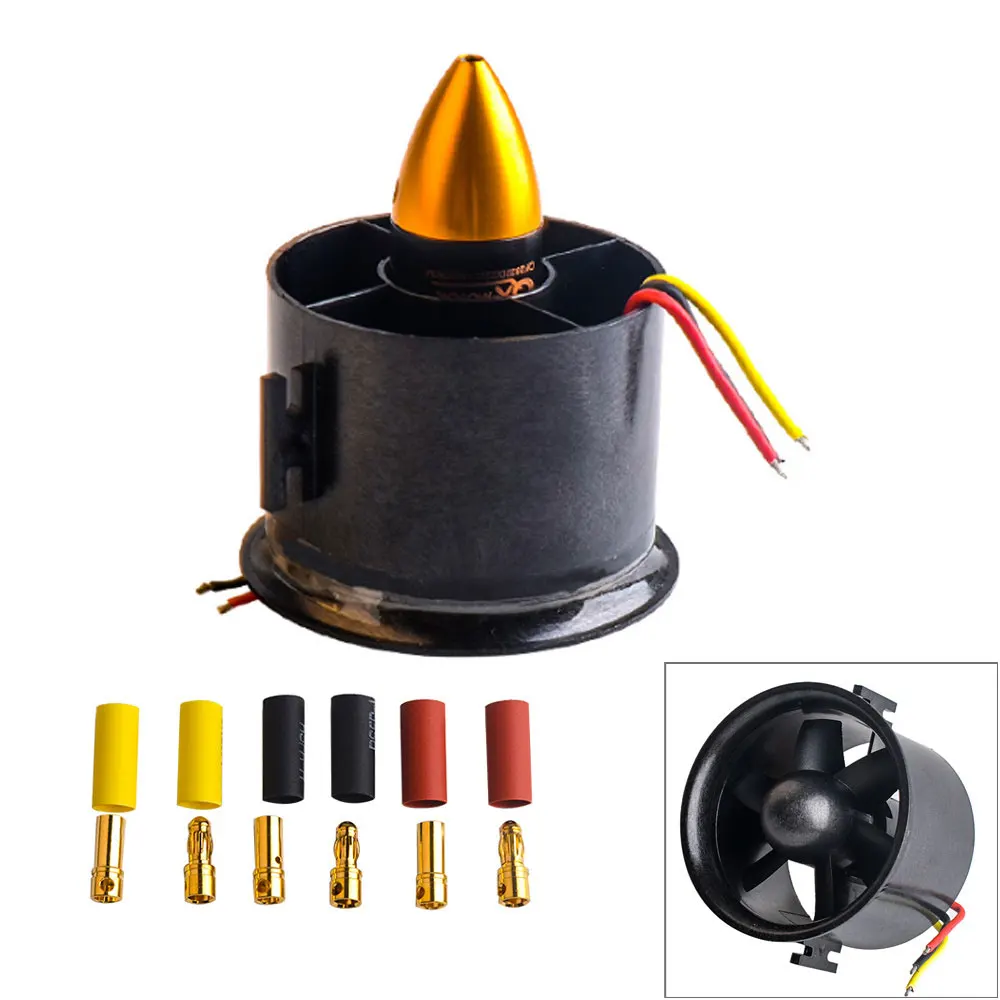 70mm Duct Fan+3000kv Motor Spindle-4mm / 64mm Fan+4500kv Motor / 90mm Duct Fan+1750KV Motor For Jet RC EDF For RC Airplane