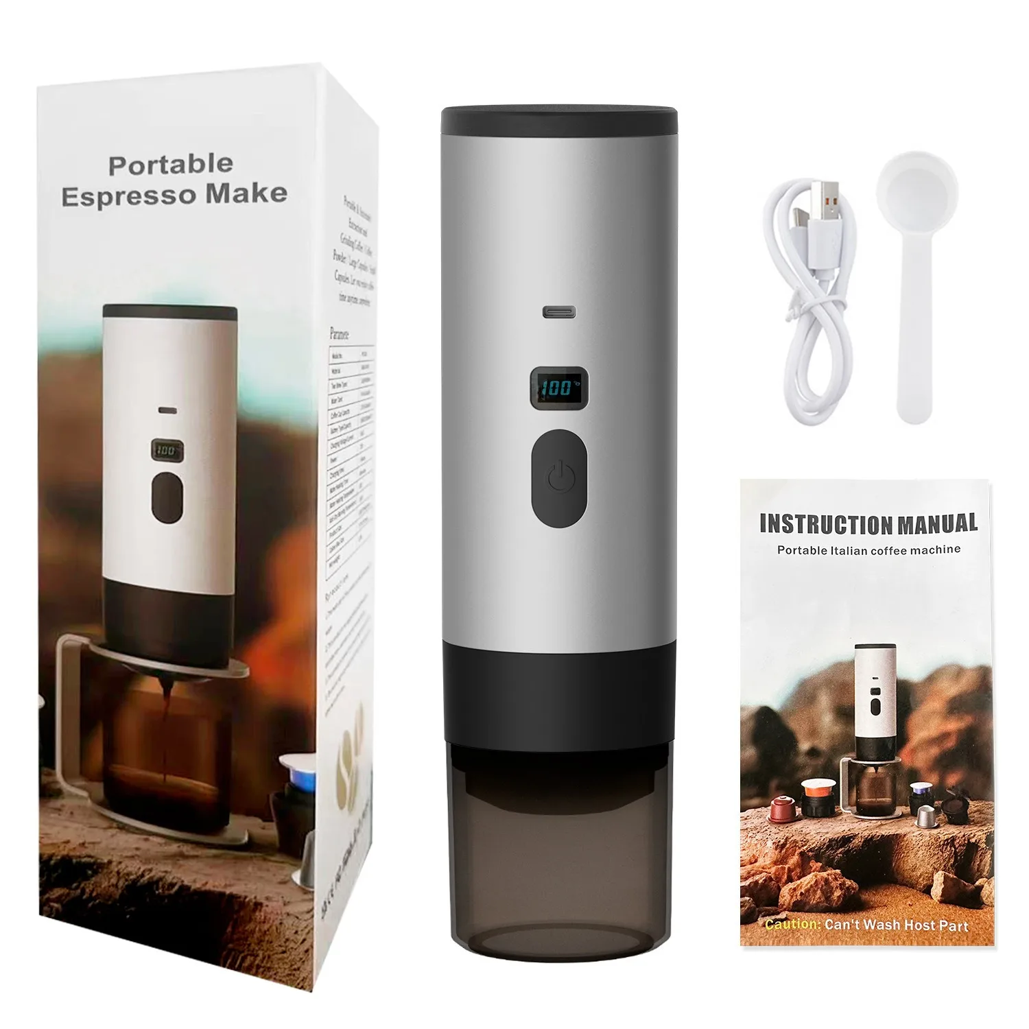 Cordless Travel Coffee Machine with 7800mAh Battery – 3-in-1 Espresso Maker for Home, Car, Camping & Outdoor Adventures