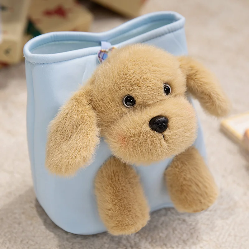 18CM Hide-and-seek Animal Dog Plush Stuffed Doll With Snack Bag Intresting Toy Birthday Gifts