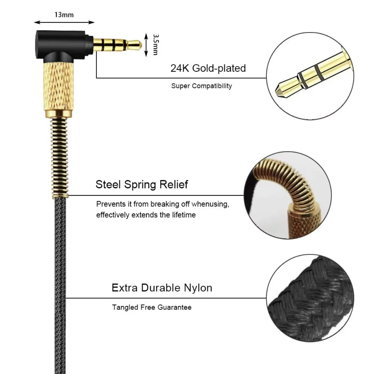 Replacement Braided Cable Extension Cord For Monster Audio NCredible NTune ROC iSport Freedom DNA Pro 1.0 2.0  DJ Headphones