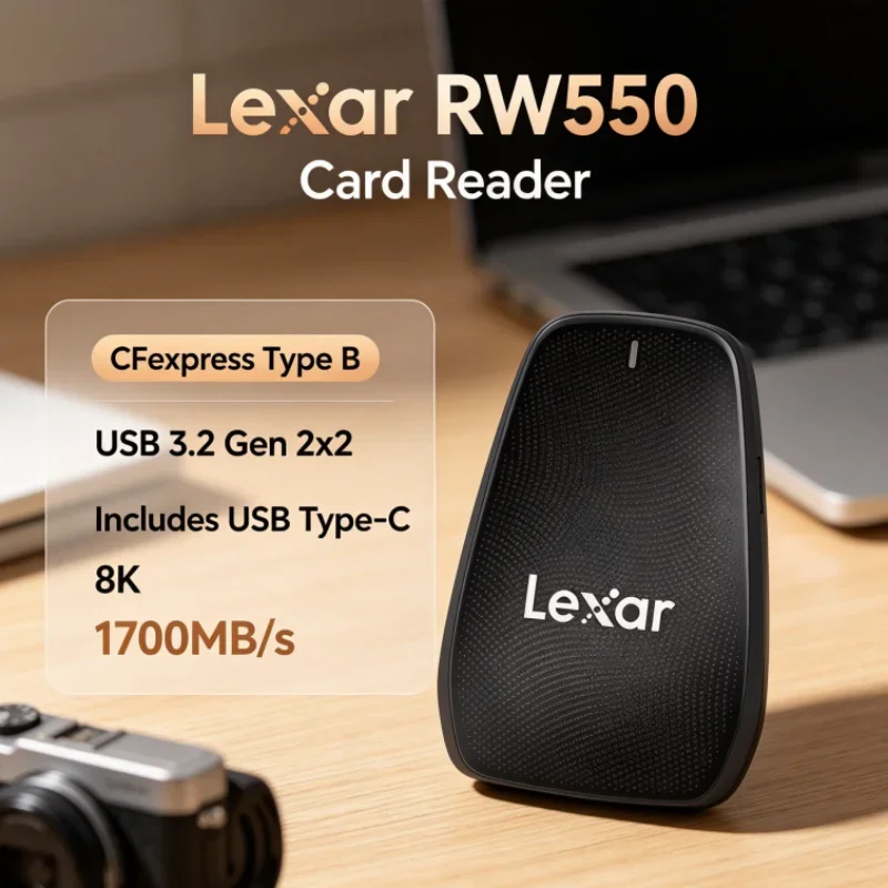 exar RW550 1700MB/s 8K 20Gbps USB Type-C CFexpress Type B Reader USB 3.2 Gen 2x2 Card Reader for Camera Data Transfer
